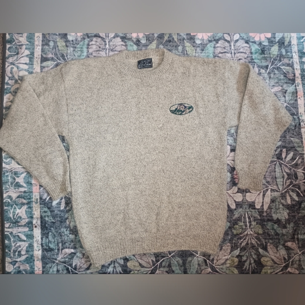 Peconic Bay Traders Mens Chunky Wool Sweater Large Mountain Outdoor